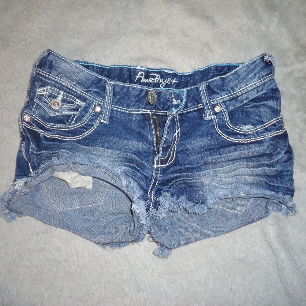 1 pair of jeweled denim shorts size
